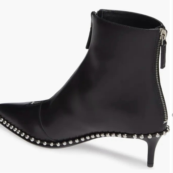 ALEXANDER WANG Eri Leather Studded Boot Zip Pointed Kitten Heel Size 39.5 US 9.5 - Picture 7 of 12